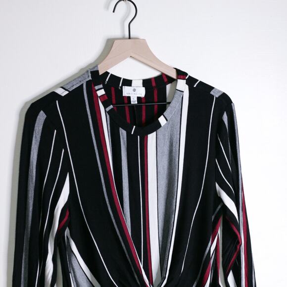 Socialite Verticle Striped Stretchy Midi Knit Dress XL - Picture 5 of 9